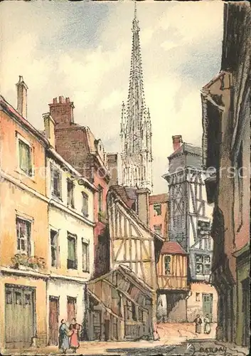 Rouen Rue du Halage Kuenstlerkarte Kat. Rouen