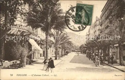 Toulon Var Avenue Colbert Stempel auf AK Kat. Toulon