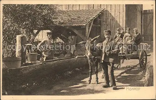 Hohrod Haut Rhin Alsace Bauernfamilie Eselkarren Kat. Hohrod