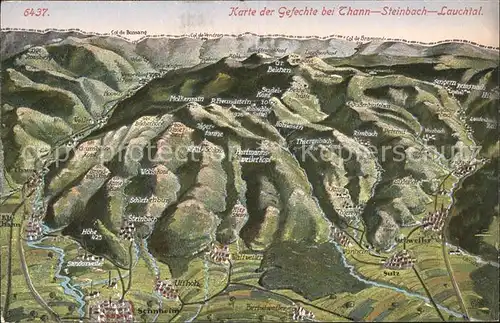 Thann Haut Rhin Elsass Karte der Gefechte bei Thann Steinbach Lauchtal Kat. Thann