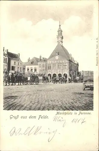 Peronne Somme Marktplatz Pferdefuhrwerk Weltkrieg / Peronne /Arrond. de Peronne