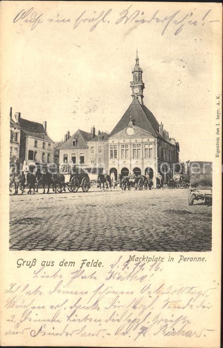 CPA guerre PÉRONNE Hauptplatz mit Kirche (758307
