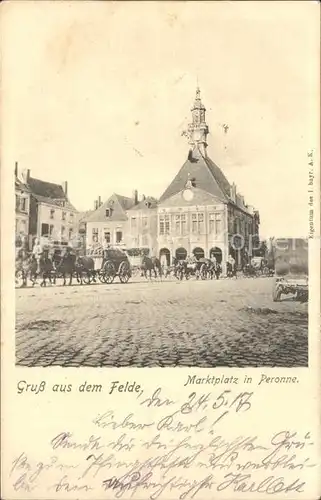 Peronne Somme Marktplatz Pferdefuhrwerk Weltkrieg / Peronne /Arrond. de Peronne