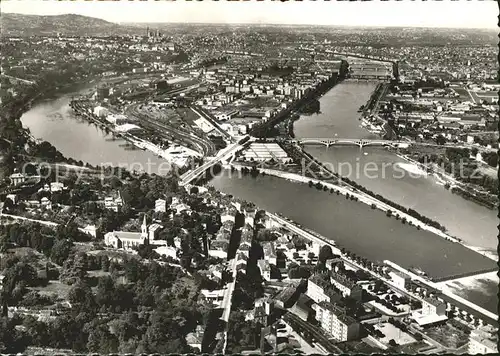 Lyon France Confluent du Rhone et de la Saone a la Mulatiere vue aerienne Kat. Lyon