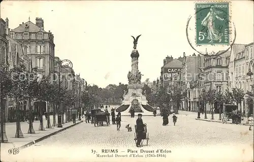 Reims Champagne Ardenne Place Drouet d Erlon Monument Stempel auf AK Kat. Reims