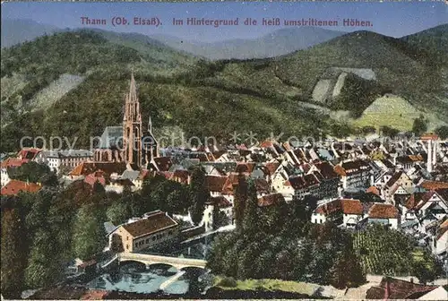 Thann Haut Rhin Elsass Ortsansicht mit Kirche umstrittene Hoehen Vogesen Kat. Thann