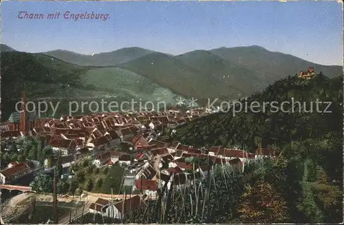 Thann Haut Rhin Elsass Panorama mit Engelsburg Vogesen Kat. Thann