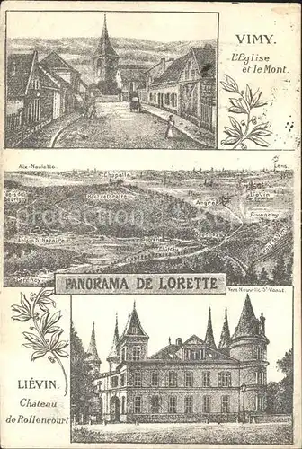 Vimy Eglise et le Mont La Lorette Lievin Chateau de Rollencourt Kat. Vimy