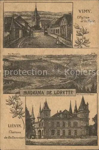 Vimy Eglise et le Mont Lorette Lievin Chateau de Rollencourt Kat. Vimy