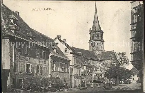 Sulz Elsass Marktplatz Brunnen Kirche Kat. Soultz Haut Rhin