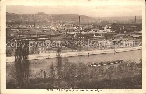 Creil Vue panoramique Industrie Frachtkahn Kat. Creil