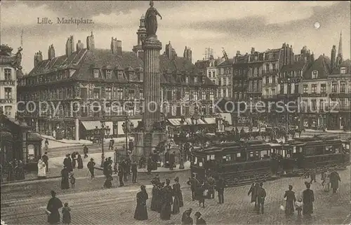 Lille Nord Marktplatz Denkmal Strassenbahn Kat. Lille