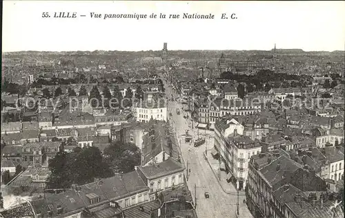 Lille Nord Vue panoramique Rue Nationale Kat. Lille