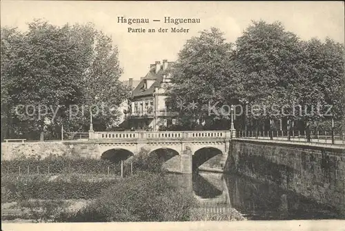 Hagenau Elsass Partie an der Moder Bruecke Kat. Haguenau