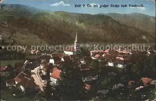 Kruet mit grosser Strasse nach Frankreich Kirche Vogesen Kat. Kruth