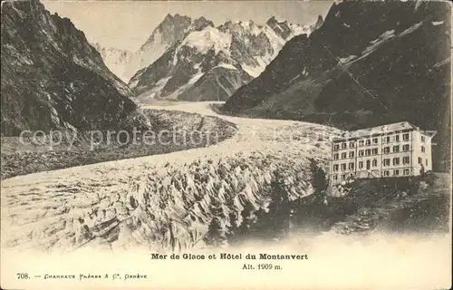 Chamonix Mer de Glace et Hotel du Montanvert Gletscher Kat. Chamonix Mont Blanc