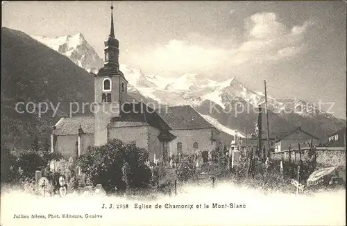 Chamonix Eglise et le Mont Blanc Kat. Chamonix Mont Blanc