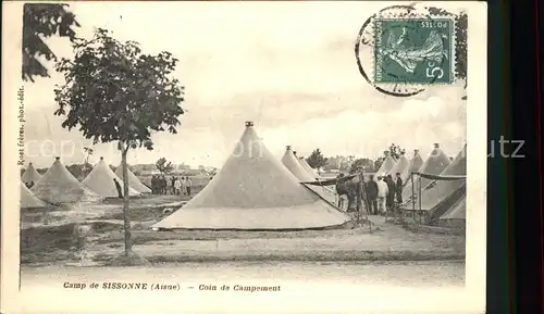 Sissonne Aisne Camp Stempel auf AK Kat. Sissonne