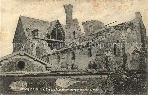 Cernay les Reims von Franzosen zerschossene Kirche 1. Weltkrieg Nr. 792 Kat. Cernay les Reims
