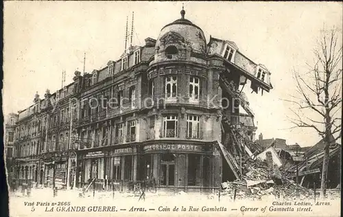 Arras Pas de Calais Rue Gambetta Ruines Grande Guerre 1. Weltkrieg Kat. Arras