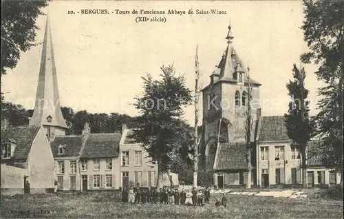 Bergues Tours de l ancienne Abbaye de Saint Winoc XII siecle Kat. Bergues