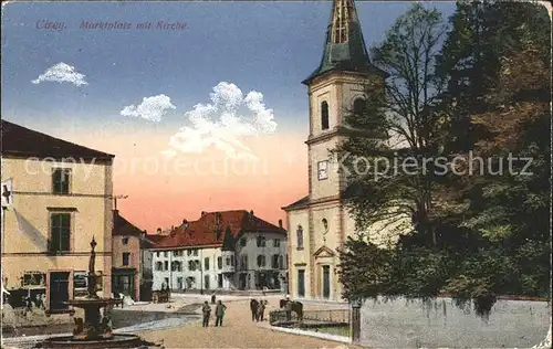Cirey sur Vezouze Marktplatz mit Kirche Brunnen Kat. Cirey sur Vezouze