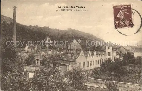 Munster Haut Rhin Elsass Porte Haute Industrie Stempel auf AK Kat. Munster