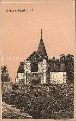 Aguilcourt Kirche Kriegserinnerungskarte Kat. Aguilcourt