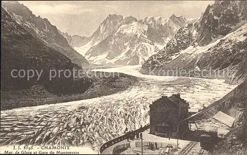 Chamonix Mer de Glace et Gare du Montenvers Eismeer Gletscher Kat. Chamonix Mont Blanc