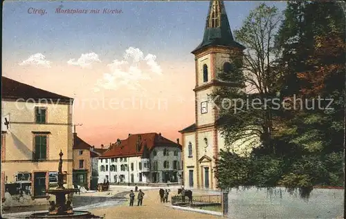 Cirey sur Vezouze Marktplatz mit Kirche Brunnen Kat. Cirey sur Vezouze