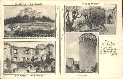 Coucy le Chateau Auffrique Ruines Porte de Soissons Donjon Kat. Coucy le Chateau Auffrique