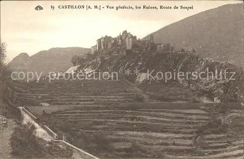 Castillon Alpes Maritimes Vue generale Ruines Route de Sospel Kat. Castillon