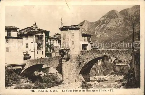 Sospel Le Vieux Pont et les Montagnes d Italie Kat. Sospel