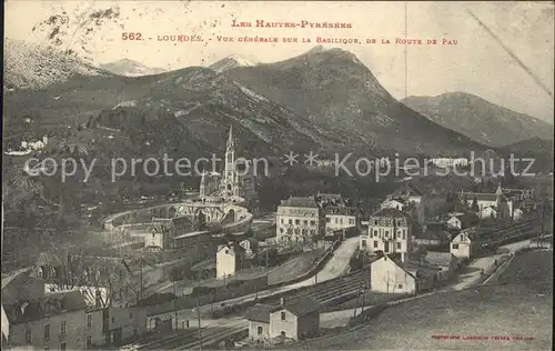 Lourdes Hautes Pyrenees Vue generale sur la Basilique Route de Pau Kat. Lourdes