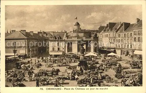 Cherbourg Octeville Basse Normandie Place du Chateau Jour de Marche Kat. Cherbourg Octeville