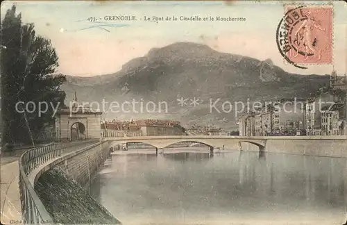 Grenoble Pont de la Citadelle et le Moucherotte Kat. Grenoble
