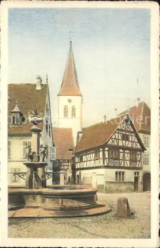 Ammerschwihr Marktplatz Brunnen Fachwerkhaus Kirchturm Kat. Ammerschwihr