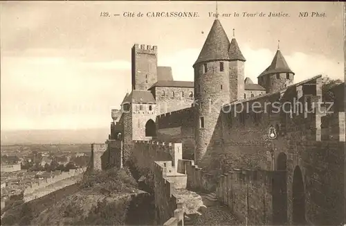 Carcassonne La Cite Vue sur la Tour de Justice Kat. Carcassonne