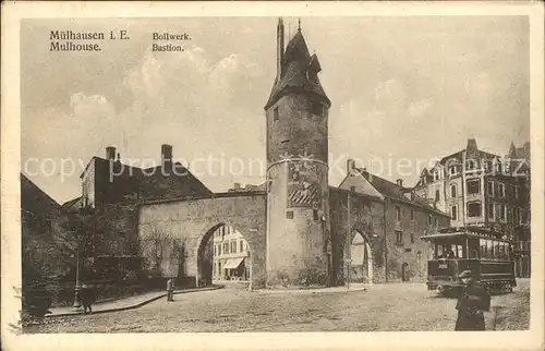 Mulhouse Muehlhausen Bastion Bollwerk Turm Strassenbahn Kat. Mulhouse