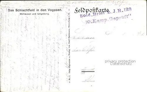 Muelhausen Elsass und Umgebung Schlachtfeld in den Vogesen 1. Weltkrieg Kat. Mulhouse