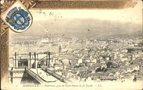 Marseille Panorama pris de Notre Dame de la Garde Wappen Kat. Marseille