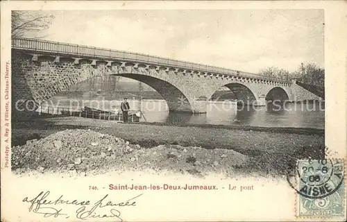 Saint Jean les Deux Jumeaux Pont Bruecke Stempel auf AK Kat. Saint Jean les Deux Jumeaux