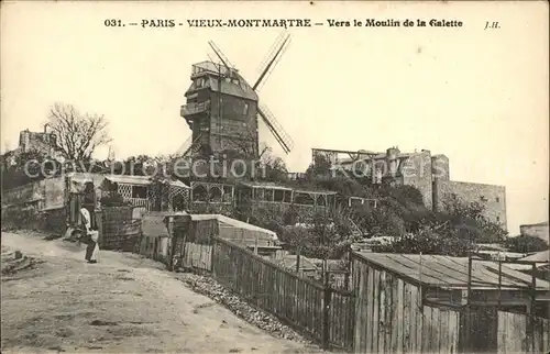 Paris Vieux Montmartre vers le Moulin de la Galette Kat. Paris