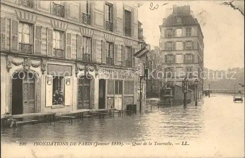 Paris Inondations Janvier 1910 Quai de la Tournelle Hochwasser Katastrophe Kat. Paris