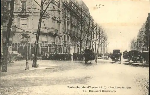Paris Inondations Janvier 1910 Boulevard Haussmann Hochwasser Katastrophe Kat. Paris