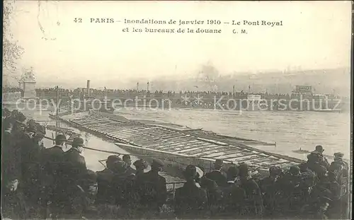 Paris Inondations Janvier 1910 Pont Royal Hochwasser Katastrophe Kat. Paris