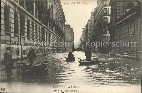 Paris Crue de la Seine Inondations Janvier 1910 Rue de Lille Hochwasser Katastrophe Kat. Paris