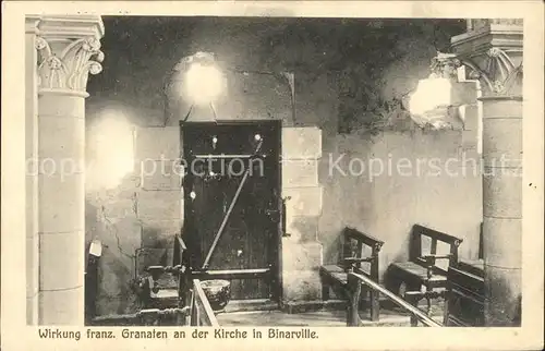 Binarville Wirkung franzoesischer Granaten an der Kirche 1. Weltkrieg Grande Guerre Kat. Binarville