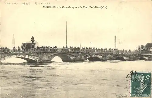 Auxerre Crue de l Yonne 1910 Pont Paul Bert Hochwasser Katastrophe Kat. Auxerre