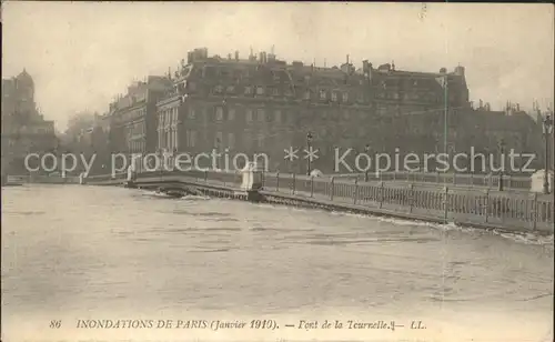 Paris Inondations Janvier 1910 Pont de la Tournelle Hochwasser Katastrophe Kat. Paris